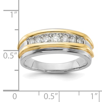 10K Two-tone Yellow and White Gold Lab Grown Diamond Men's Band