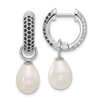 Rhodium Over Sterling Silver 7-8mm FWC Pearl/Cubic Zirconia
Interchangeable Earrings Set