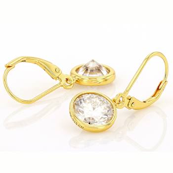 Large Moissanite Solitaire Stud Earrings In 14K Gold Over Sterling Silver