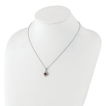 Rhodium Over Sterling Silver with 14K Accent Garnet Necklace