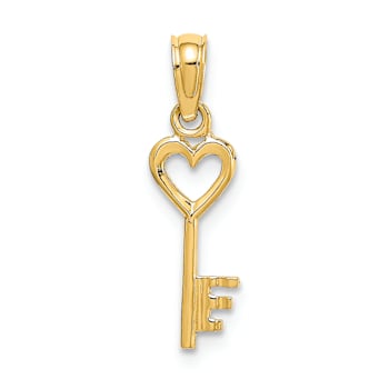 10K Yellow Gold Key with Heart Charm