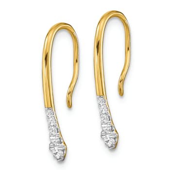 14K Yellow Gold Lab Grown Diamond Drop Wire Earrings
