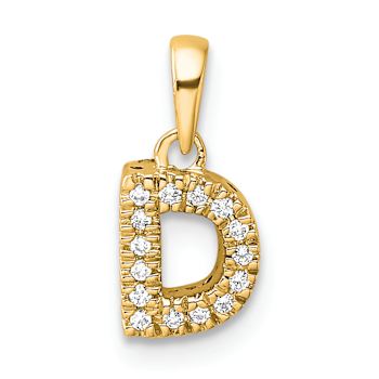 14K Yellow Gold Diamond Letter D Initial with Bail Pendant