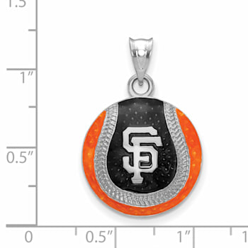Rhodium Over Sterling Silver MLB LogoArt San Francisco Giants Enameled Pendant