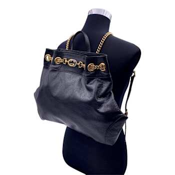 Gucci Black Leather Zumi Backpack Shoulder Backpack