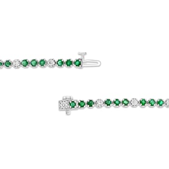3.09ctw Emerald and Diamond Bracelet in 14k White Gold