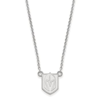 Rhodium Over Sterling Silver NHL LogoArt NHL Vegas Golden Knights Necklace