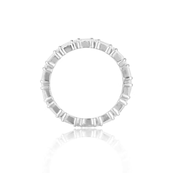 Dainty Baguette and Round White Topaz Sterling Silver Stackable Band
Ring, 0.46ctw