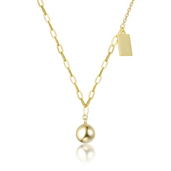 Spherical Drop Pendant Necklace In 14K Gold Over Brass