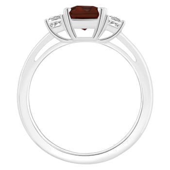 8x6mm Emerald Cut Garnet And White Topaz Rhodium Over Sterling Silver
3-Stone Ring