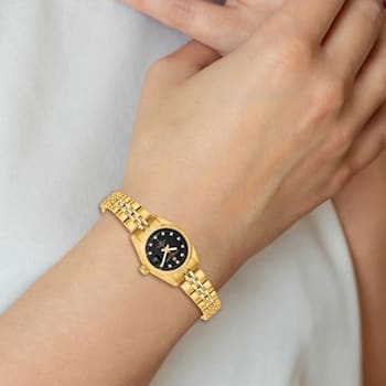 Ladies Charles Hubert IP-plated Stainless Steel Black Dial Watch