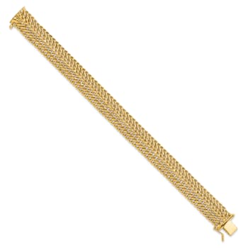 14k Yellow Gold Polished 13mm Fancy Link Bracelet