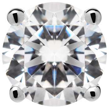 White Cubic Zirconia 14k White Gold Single Stud With Velvet Gift Box 0.75ctw
