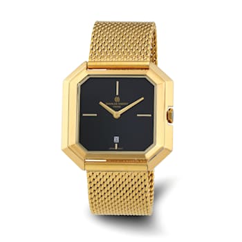 Mens Charles Hubert IP-plated Stainless Mesh Black Dial Quartz Watch