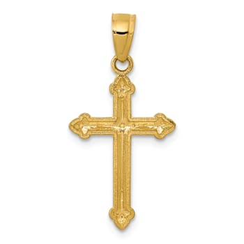14k Yellow Gold Textured Passion Cross Pendant