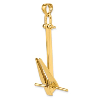 14k Yellow Gold Moveable Danforth Anchor Pendant