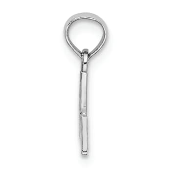 Rhodium Over 14k White Gold Textured Number 1 MOM Charm
