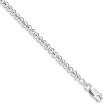 Sterling Silver Polished Beaded Chain with 1-inch Extensions Children's Bracelet
