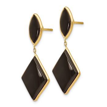 14k Yellow Gold Onyx Dangle Earrings
