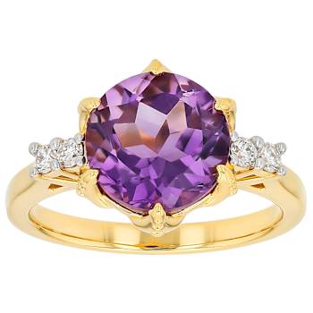 Amethyst And Lab-Grown Diamond Ring In 18K Gold Over Sterling Silver 3.05ctw