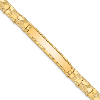 14k Yellow Gold Textured Nugget ID Bracelet