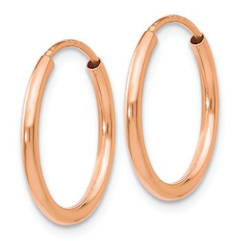 14k Rose Gold Polished 5/8" Endless Tube Hoop Earrings