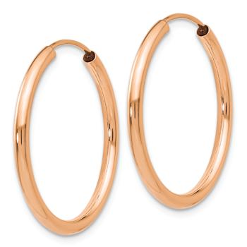 14k Rose Gold 1/1" Polished Round Endless Hoop Earrings
