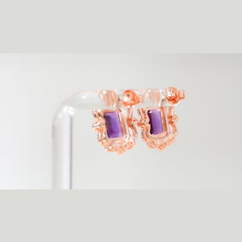 Amethyst and CZ 4.51 Ctw Octagon 18K Rose Gold Over Sterling Silver
Center Design Earrings Jewelry