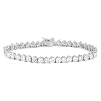 Round Lab Created White Sapphire Sterling Silver Tennis Bracelet 11.61ctw