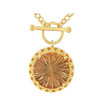 Champagne Quartz Round Toggle Solitaire Necklace In 18K Gold Over
Sterling Silver 8.84ct