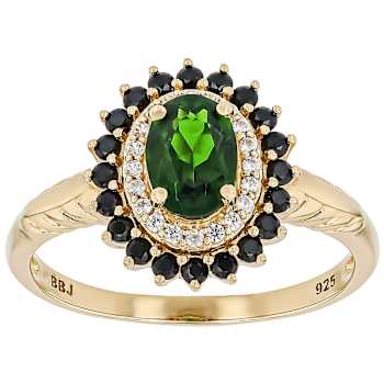 Chrome Diopside, Black Spinel And White Zircon Ring In 18K Gold Over
Sterling Silver 1.24ctw