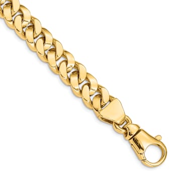 14k Yellow Gold 10mm Hand Polished Solid Fancy Link 22 Inch Chain