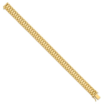 14K Yellow Gold Men's Satin and Polished 8-inch Link Bracelet