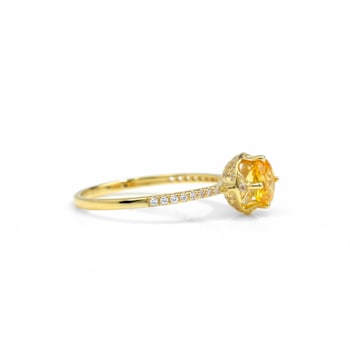 Yellow Citrine and White Topaz 14K Yellow Gold Over Sterling Silver Ring