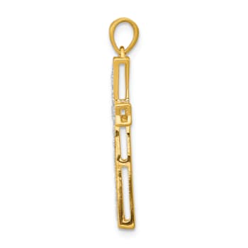 14K Two-tone Gold Diamond Cross Pendant