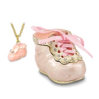 IT'S A GIRL Pink Baby Bootie Trinket Box