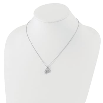 Rhodium Over Sterling Silver White Ice Diamond Shell 18 Inch with 2 Inch
Extension Necklace