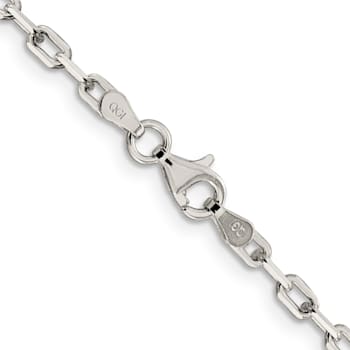 Sterling Silver 2.75mm Elongated Open Link Chain Bracelet