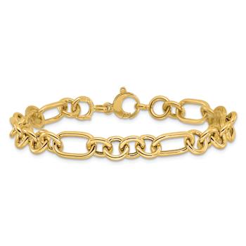 14k Yellow Gold 7.9mm Polished Fancy Link Bracelet