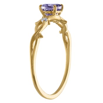 10K Yellow Gold Round Tanzanite and Diamond Ring .43ctw