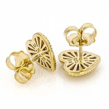 Heart Earrings With Zircon Accent In 18K Gold Over Sterling Silver