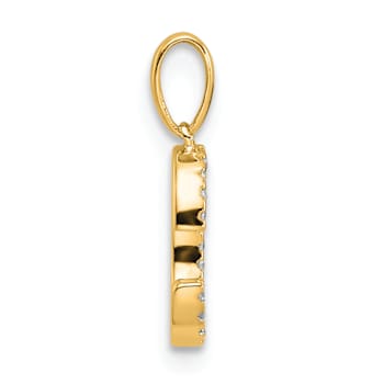 14k Yellow Gold Diamond Letter C Initial Pendant