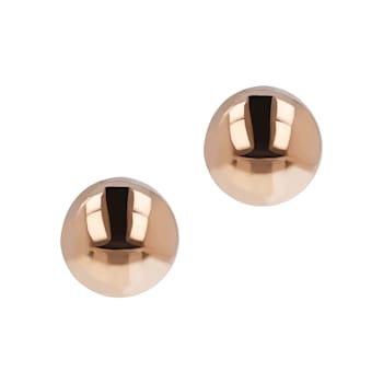 18K Rose Gold Over Sterling Silver Shiny Semi-Round 14mm Stud Earrings
with Secure Click Backs