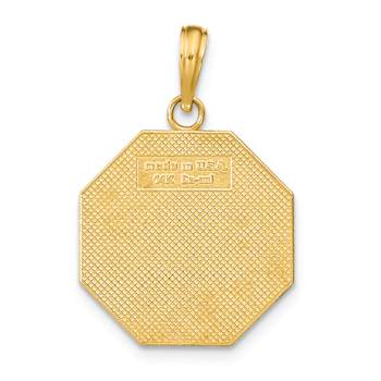 14k Yellow Gold Polished and Textured I'LL NEVER STOP LOVING YOU Stop
sign Pendant