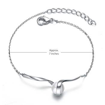 Pear Shape Freshwater Pearl Ribbon Cable Bracelet In Sterling Silver