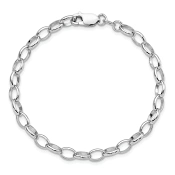 Rhodium Over Sterling Silver 5mm Rolo Chain Bracelet