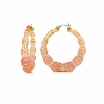 14K Yellow Gold Over Sterling Silver Bamboo Acrylic Hoops in Autumn Leaves