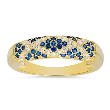 Blue And White Cubic Zirconia 14k Yellow Gold Over Sterling Silver Ring 0.79ctw