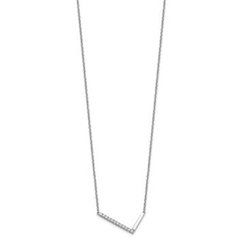 Rhodium Over 14k White Gold Sideways Diamond Initial L Pendant Cable
Link 18 Inch Necklace