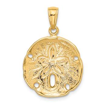 14k Yellow Gold Textured Sand Dollar Pendant